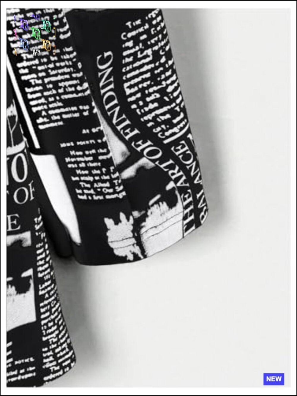 Newspaper Print Blazer Lapel Collar Long Sleeve Work Office Jacket Chic - Picture 4 of 7